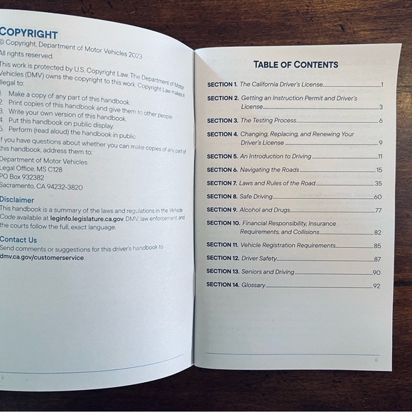 California Driver's Handbook DMV English Driver License Permit Test Manual - Picture 3 of 4